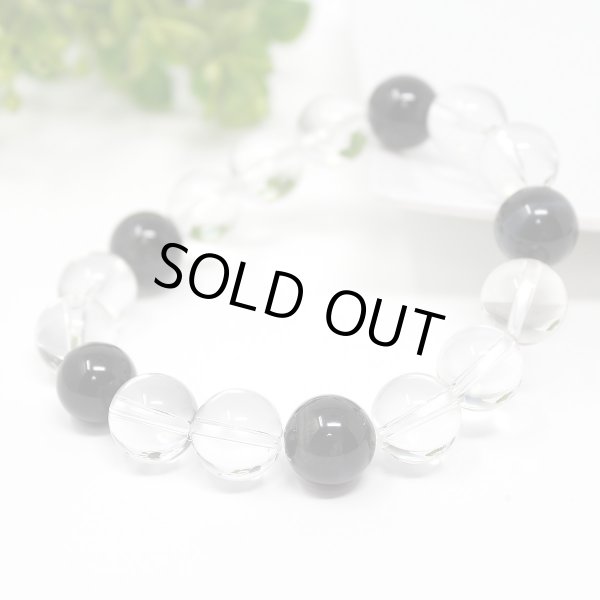 画像3: 金運・仕事運UP♪12ミリ極上水晶×青虎目石 数珠ブレス パワーストーン (3)