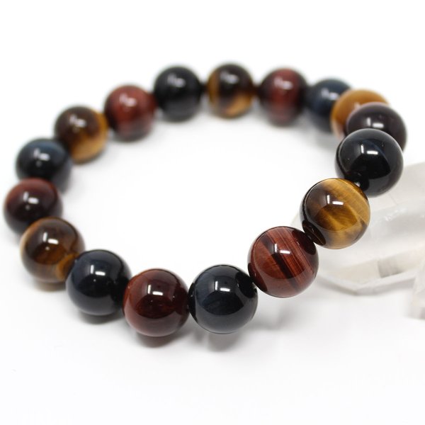 画像3: 12ミリ 高級 青・赤・虎目石 3色タイガーアイ パワーストーン ブレスレット 数珠 メンズ レディース 男性用 女性用 父の日 敬老の日 (3)