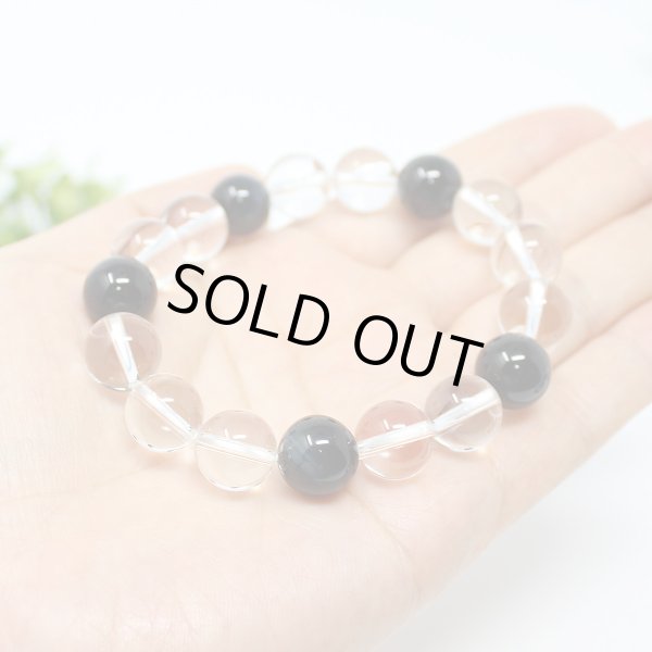 画像4: 金運・仕事運UP♪12ミリ極上水晶×青虎目石 数珠ブレス パワーストーン (4)