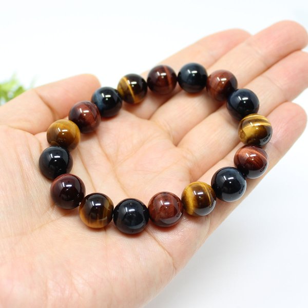 画像4: 12ミリ 高級 青・赤・虎目石 3色タイガーアイ パワーストーン ブレスレット 数珠 メンズ レディース 男性用 女性用 父の日 敬老の日 (4)