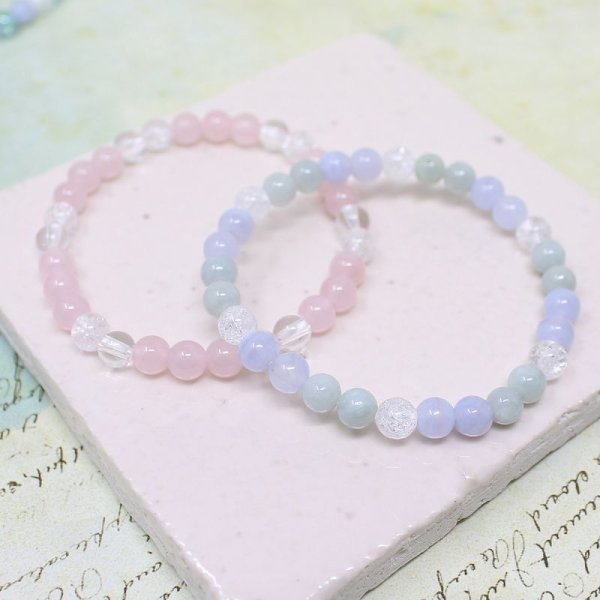 画像6: 【癒しの石】 6ミリ ビルマ翡翠 ブルーレース 水晶  ブレスレット 男性用 女性用 メンズ レディース 水色 緑 ブルー グリーン (6)