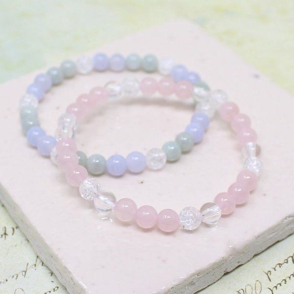 画像4: 【女性のお守り石】 6ミリ ローズクォーツ×クラック水晶×水晶 パワーストーンブレスレット 天然石ブレスレット (4)