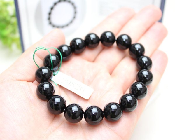 画像6: 極上 モリオン (黒水晶) 12ミリ ブレスレット ◆宝石鑑別書付き◆ベロア巾着付◆ (6)