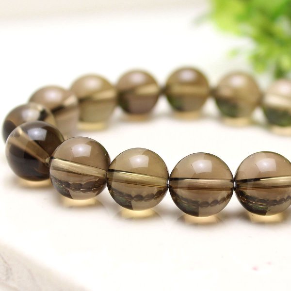 画像2: 精神安定 12ミリ スモーキークォーツ(茶水晶) パワーストーン ブレスレット メンズ レディース 男性用 女性用 父の日 母の日 敬老の日 ギフト 贈り物 (2)