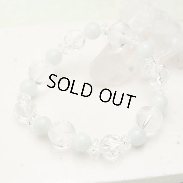 開運四神】ビルマ翡翠 & カット水晶 パワーストーンブレスレット