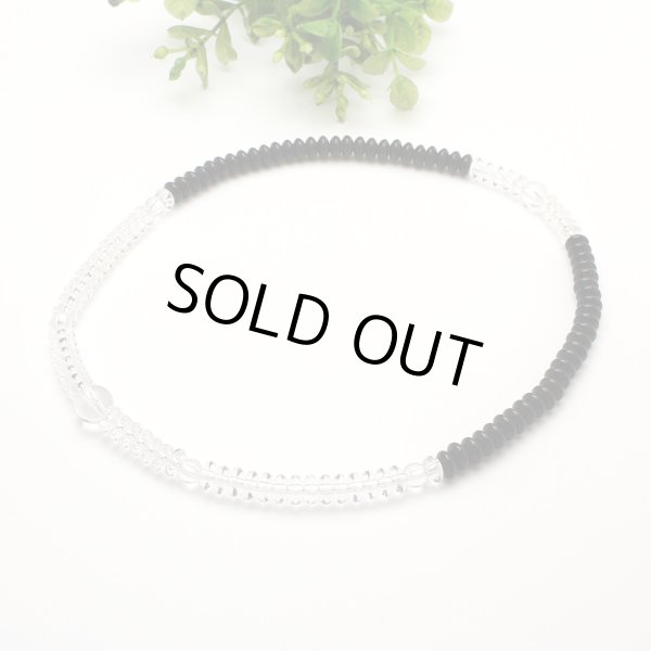 画像4: 内周17cm【京都法珠庵 108玉ブレス】水晶 ブラックオニキス 数珠 ブレスレット  (4)