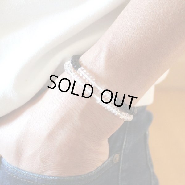 画像5: 内周17cm【京都法珠庵 108玉ブレス】水晶 ブラックオニキス 数珠 ブレスレット  (5)