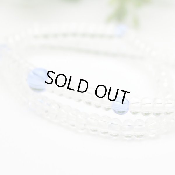 画像2: 内周16.5cm【108玉ブレス】みかん玉 水晶 ブルークォーツ 数珠 ブレスレット (2)