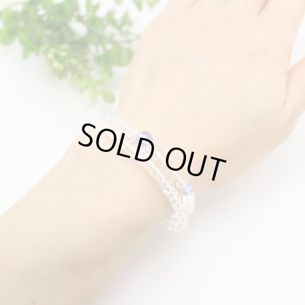 画像4: 内周16.5cm【108玉ブレス】みかん玉 水晶 ブルークォーツ 数珠 ブレスレット (4)