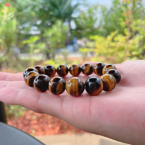 画像5: 金運・仕事運アップに!大玉14ミリ 高級虎目石 パワーストーン ブレスレット メンズ レディース 男性用 女性用 父の日 母の日 敬老の日 ペア (5)