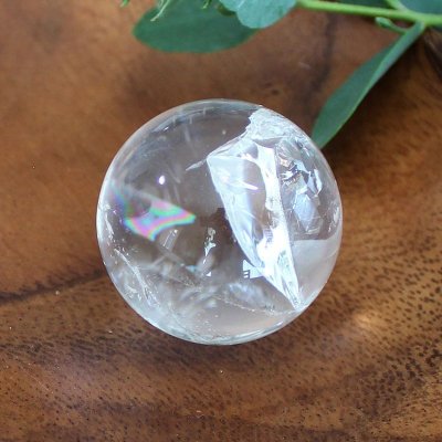 画像3: レインボー入 ◆ 水晶 【C】丸玉 約34ミリ 置石 スフィア メール便不可