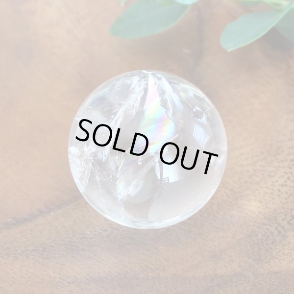 画像2: レインボー入 ◆ 水晶 【A】丸玉 約34ミリ 置石 スフィア メール便不可 (2)