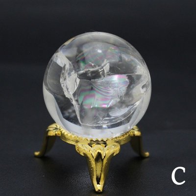 画像1: レインボー入 ◆ 水晶 【C】丸玉 約34ミリ 置石 スフィア メール便不可