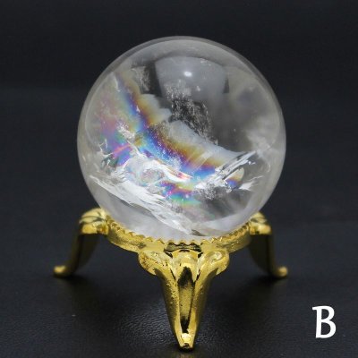 画像1: レインボー入 ◆ 水晶 【B】丸玉 約32ミリ 置石 スフィア メール便不可