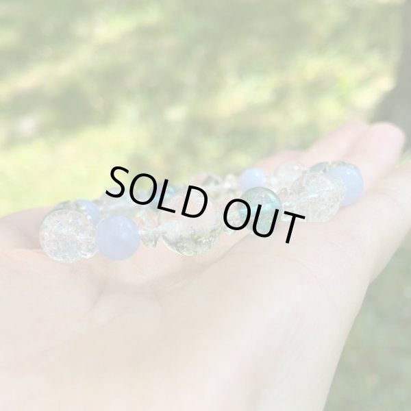 画像3: 【幸せの四葉クローバー】癒し・オーラ・直感を高める♪アクアオーラ×ブルーレース パワーストーンブレスレット (3)