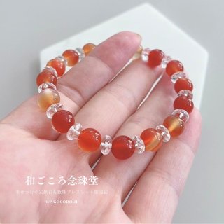 可愛い♪10ミリローズクォーツ×ボタンカット水晶 パワーストーン