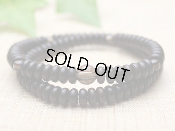 画像3: 内周16.5cm / 17cm【108玉ブレス】縞黒檀 茶水晶 (しまこくたん ちゃすいしょう)数珠ブレスレット (3)